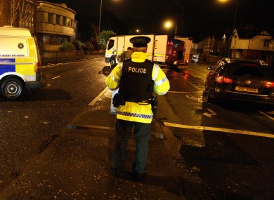 Police seal off the Upper Newtownards Road after the booby-trap bomb was discovered on Sunday afternoon.