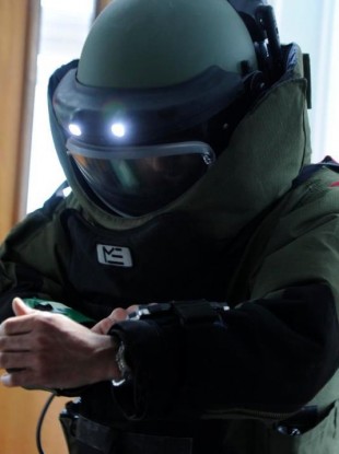 A member of the Army bomb disposal team