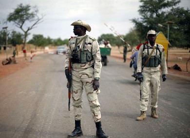 Malian soldiers man a checkpoint outside Sevare on Sunday