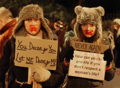 A small group of Pro Choice protestors picket Pro-Life Campaigners at a recent protest in Dublin.
