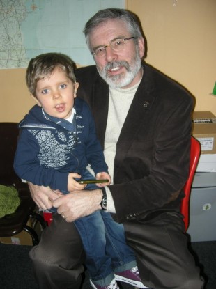 Billy Cairns with Sinn Féin leader Gerry Adams