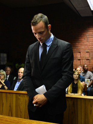 The Paralympic champion was more composed in court today than in previous hearings.