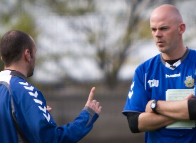Home Farm coaches Terry Whelan and Greg Donoghue.