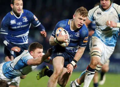 Leinster's Ian Madigan runs in for a try.