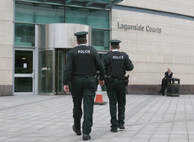 Police officers outside Belfast Crown Court