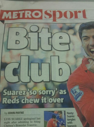 The Metro's Suarez headline