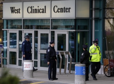 Police guard the entrance to Beth Israel Deaconess Medical Center, where Tsarnaev was being treated