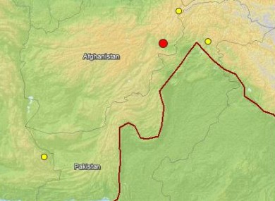 The location of the quake is the red dot, while th red line marks the tectonic plates