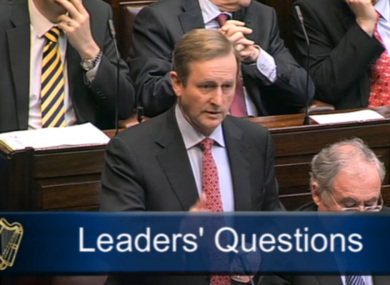 Enda Kenny in the Dáil this afternoon.