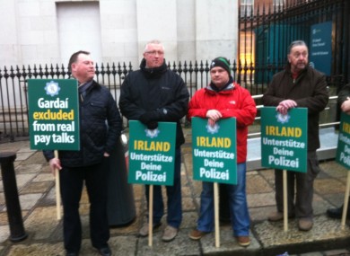 GRA members protest outside Dublin Castle this morning, where European finance ministers are holding two days of meetings.