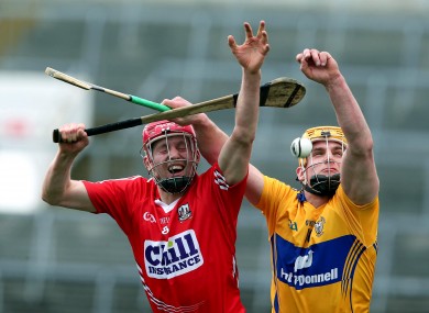 Cork's Lorcan McLoughlin and John Conlon of Clare.