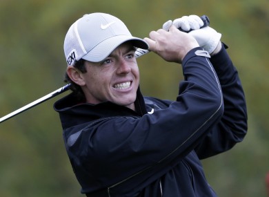 Rory McIlroy watches his tee shot on the 12th hole during the pro-am at the Texas Open golf tournament.