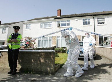 Gardai and members of the Garda Forensic unit at the scene of a stabbing in Donaghmede Park, North Dublin.