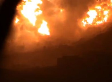 A video still showing the apparent aftermath of the bombing in Damascus