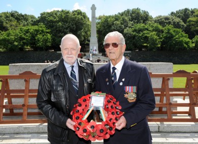 Founder of the Irish Soldiers Pardons Campaign WW2 Peter Mulvaney (left) pictured with Harry Callan who was a POW in 1941 (file photo).