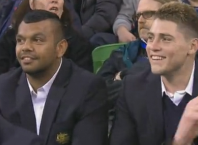 Kurtley Beale and James O'Connor at the Rebels v Lions game.