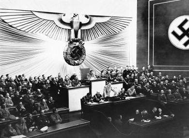 A Nazi meeting at the Kroll Opera in Berlin in April 1939.