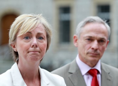 Regina Doherty with Jobs Minister Richard Bruton earlier today.