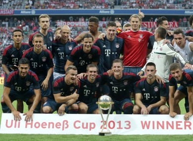 The Bayern players celebrate.