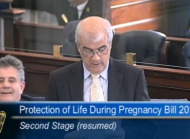 Senator Jim Walsh speaking during the debate on the Protection of Life During Pregnancy Bill.
