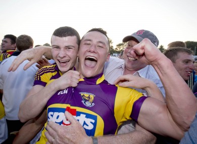 Wexford's Lee Chin and Colm Heffernan celebrate.