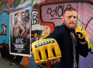 McGregor posing at the Setanta Sports media event yesterday.