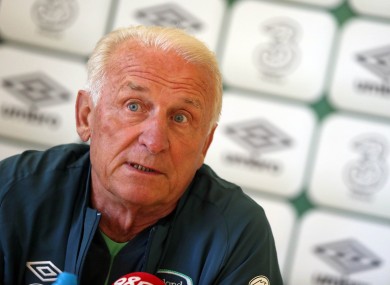Giovanni Trapattoni answering questions at yesterday's press conference.