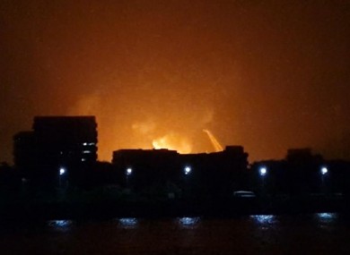 The night sky lit up the the fire on the INS Sindhurakshak on Wednesday