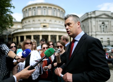 Colm Keaveney speaking to the media after resigning from Labour in June.