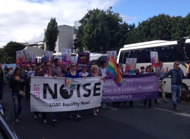 The front of the march on Nassau Street