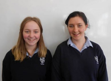 Students Sive Neary and Aoife Troxel who placed second in the world in the poster competition.