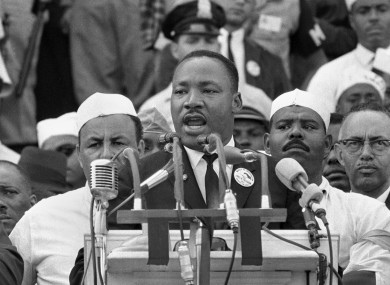 Martin Luther King delivering his most famous and rousing speech.