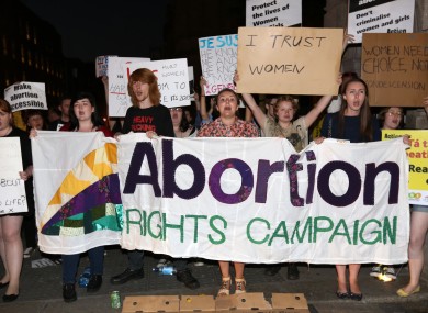 Pro-choice protesters during the debate on the Protection of Life During Pregnancy Bill.