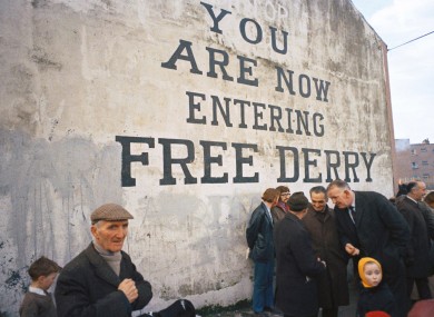 A rally in protest against internment and British troops on February 13, 1972