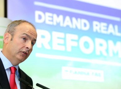 Micheál Martin at Fianna Fáil's campaign launch in Dublin this morning