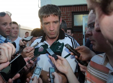 Kildare manager Kieran McGeeney speaks to the press aftre the game with Tyrone in July.