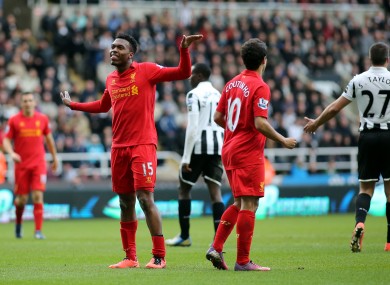 Daniel Sturridge celebrates scoring against Newcastle last season.