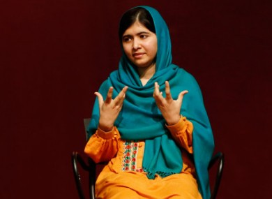 Malala Yousafzai speaks to an audience at Boston College High School on Saturday.