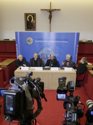 Officials of Poland's Catholic Church talk to reporters in Warsaw, Poland last week about cases of pedophilia among Polish priests