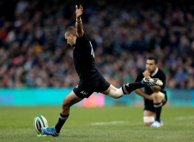 Cruden converts Crotty's try to win the game for the All Blacks.