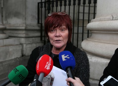 Independent TD Joan Collins speaks to the media as she leaves the High Court.