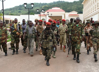 Rebel soldiers from the Seleka alliance in Bangui, Central African Republic.