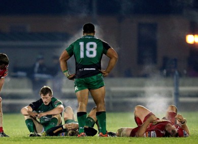 Connacht's Eoin Griffin and Rodney Ah You at the final whistle.