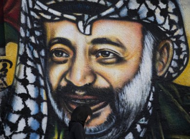 Graffiti depicting late Palestinian leader Yasser Arafat in Gaza City.