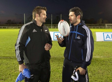 O'Sullivan, right, met All Blacks captain Richie McCaw at an AIG event in Dublin yesterday.