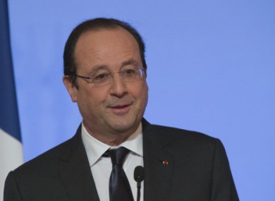 French President Francois Hollande during a New Year speech at the Elysee Palace in Paris.