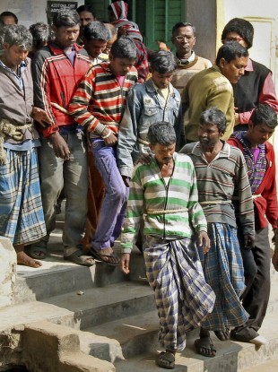 The men appearing at court today in connection with the rape.