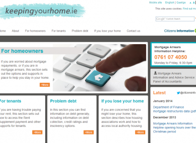 Homepage of keepingyourhome.ie