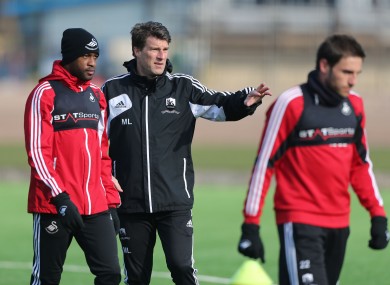 Swansea manager Michael Laudrup on the traning ground (file photo).