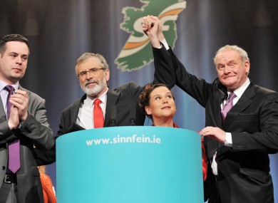 Pearse Doherty, Gerry Adams, Mary Lou McDonald and Martin McGuinness at last year's Ard Fheis.
